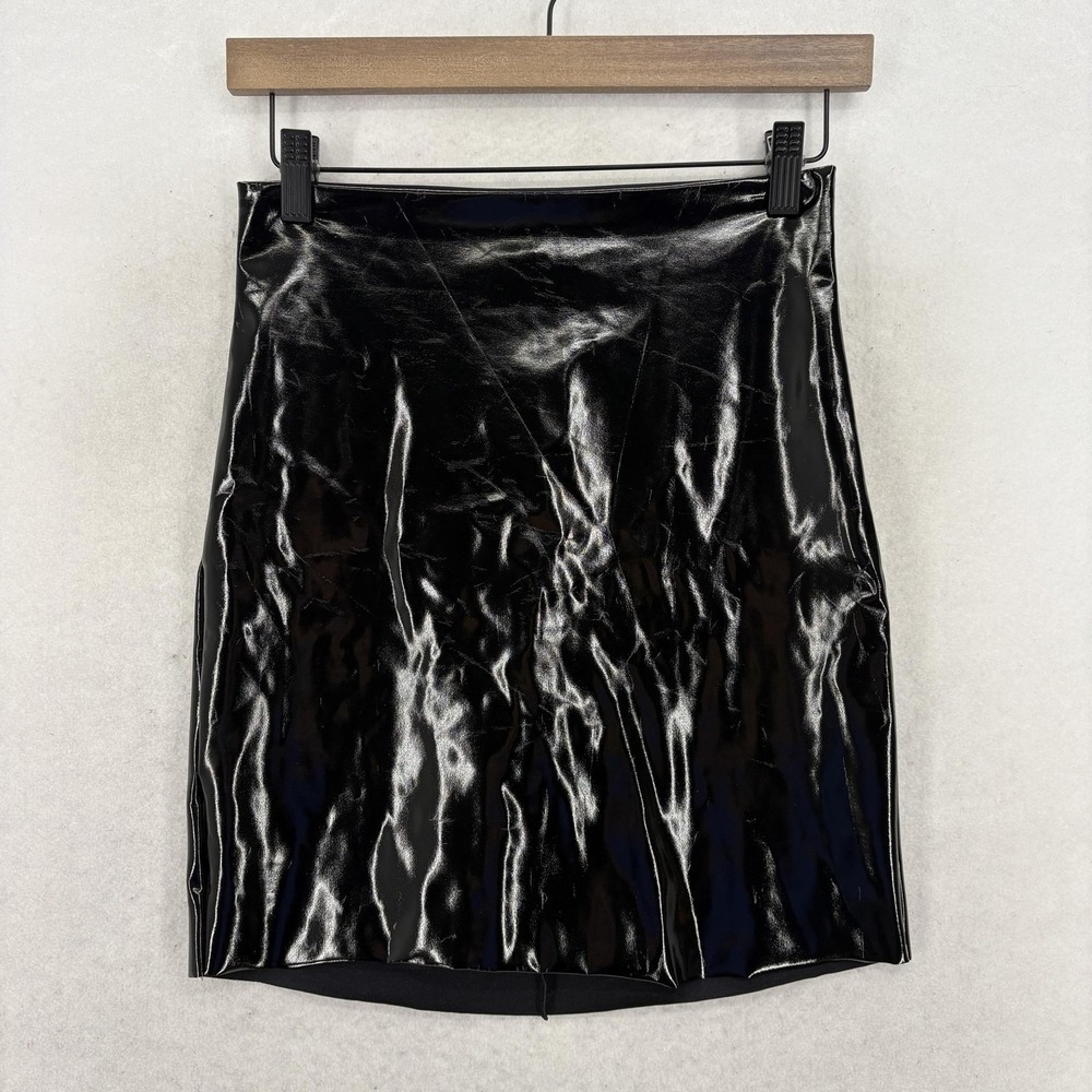 Commando Patent Leather Mini Skirt Womens M Black High Rise Stretch Party NWT